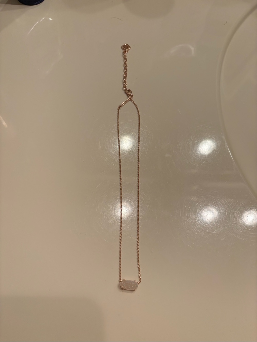 Kendra Scott Rose Gold Druzy Bar Necklace